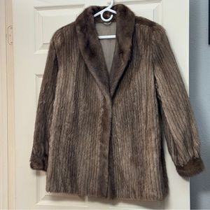 Vintage fur coat REAL mink, hip length jacket with belt